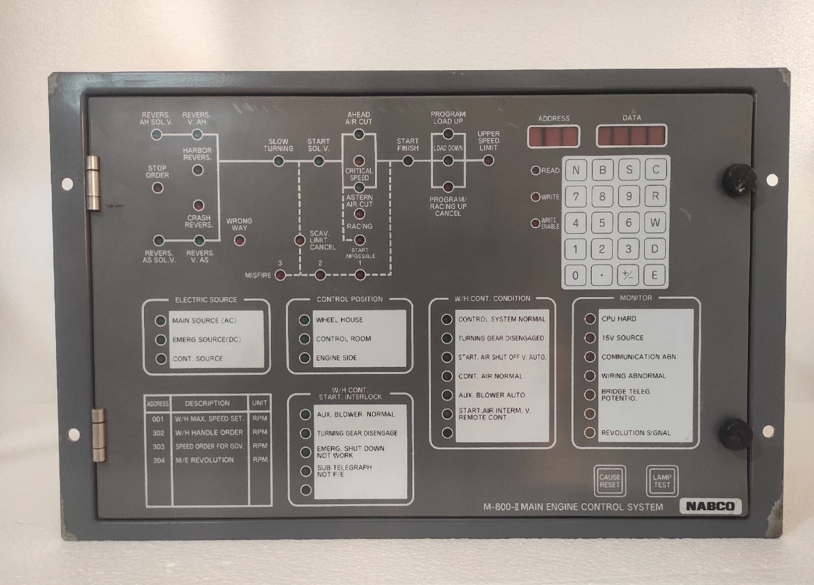 Nabco m-800-ii / M-800-II Main Engine Control System Panel